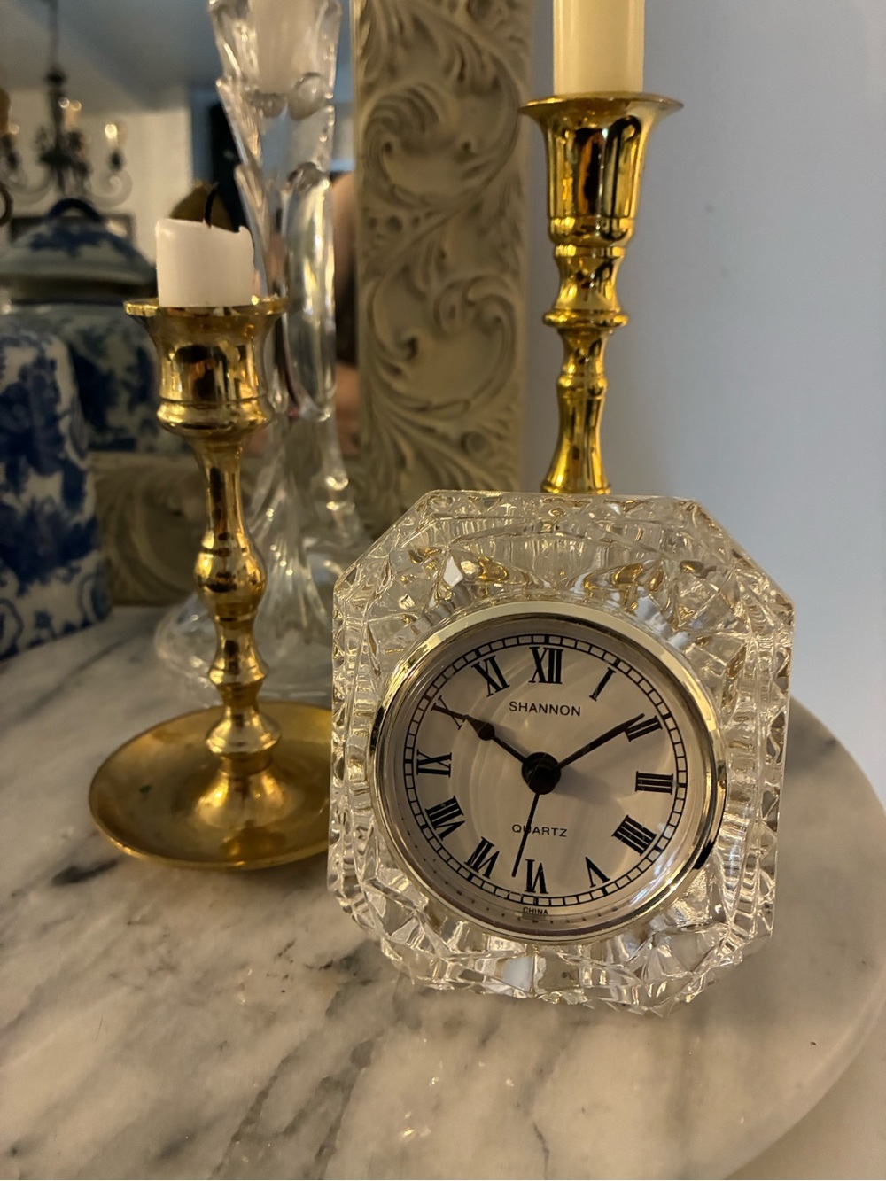 Shannon Crystal Clock Godinger Emerald Cut
